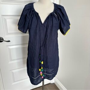 J. Crew Navy Dress with Vibrant Tassels